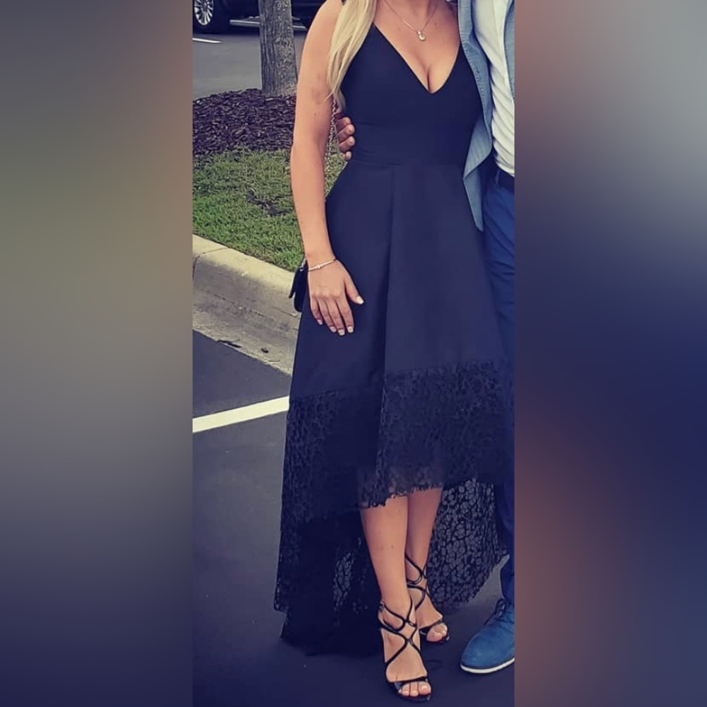 Black lace bottom dress midi